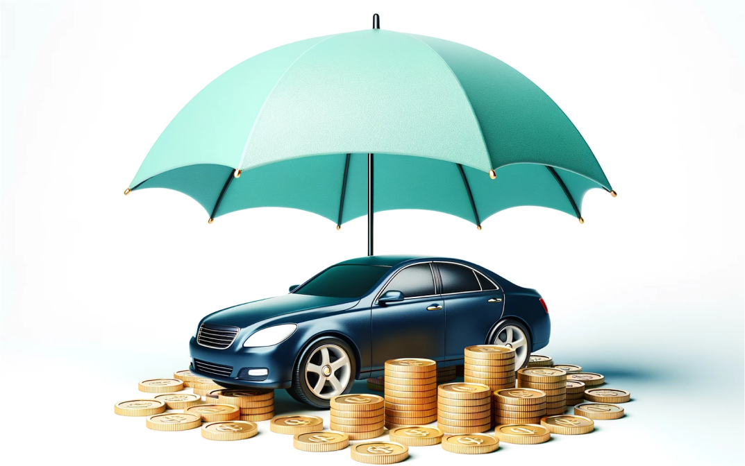 Carro de baixo de um guardachuva com varias moedas em volta, simbolizando economia.